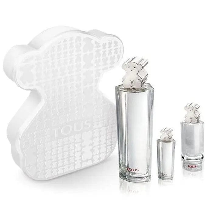 Jag Couture London New York Tous Eau De Toilette Spray 90ml set of three bottles on a display.