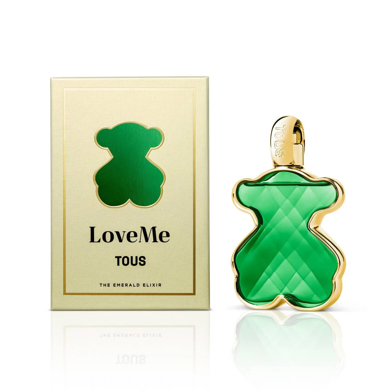 Tous Love Me Emerald Elixir parfum bottle from Jag Couture London and New York, showcasing the elegant green design.