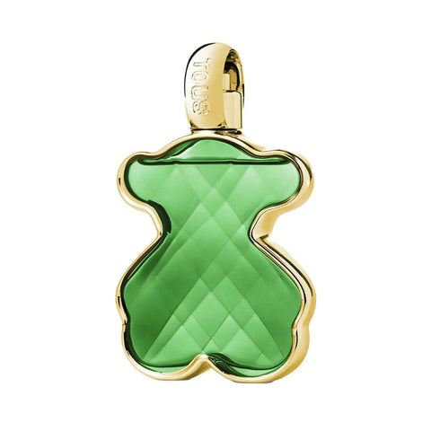 Tous Love Me Emerald Elixir perfume bottle with green accents, showcasing the elegant design and branding of Jag Couture London.