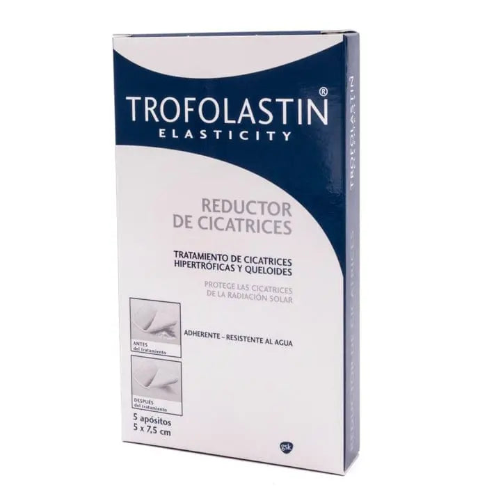 Trofolastin Elasticity Scar Reducer patches in 5x7.5cm size, set of 5 units, for scar treatment by Jag Couture London New York