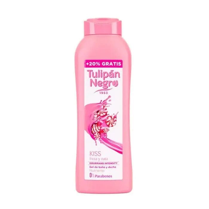 Jag Couture London Tulipán Negro Fresa y Nata shower gel 650ml bottle with elegant black and pink floral design.