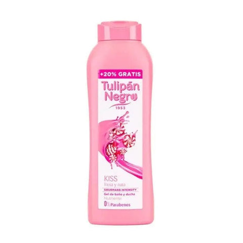 Jag Couture London Tulipán Negro Fresa y Nata shower gel 650ml bottle with elegant black and pink floral design.