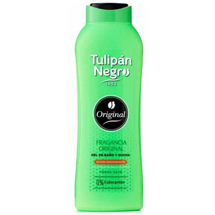 Jag Couture London - New York Tulipán Negro Origina Shower Gel 650ml bottle with black-tinted liquid and sleek label design.