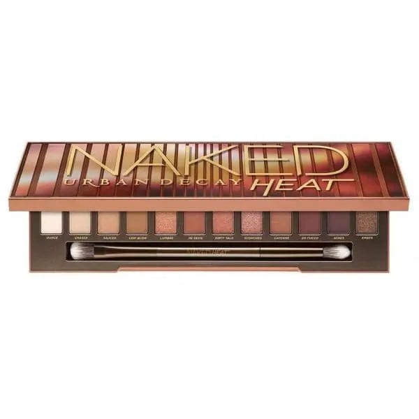Urban Decay Naked Heat Eyeshadow Palette by Jag Couture London, featuring warm-toned eyeshadows in an 11.4g case.