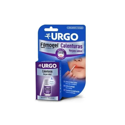 Urgo Filmogel cold sore gel 3ml in tube, shown with packaging, from Jag Couture London - New York, for soothing cold sores.