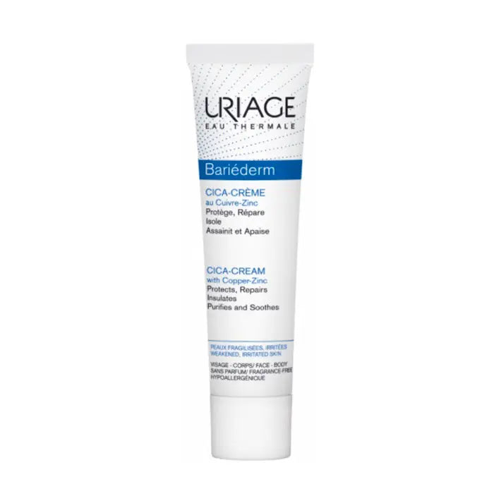 Uriage Bariéderm Cica-Repair Cream 40 ml in a white tube, designed for skin repair and soothing, by Jag Couture London - New York.