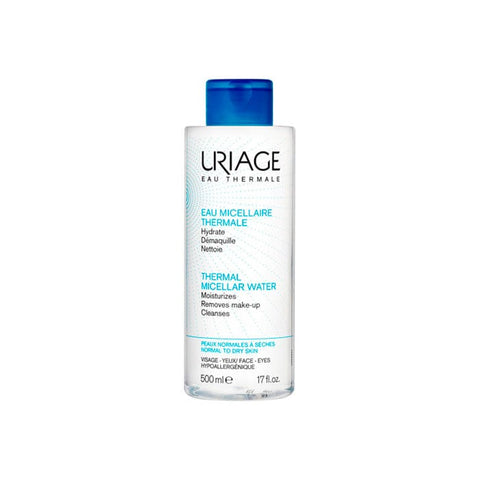 Uriage Eau Micellaire Thermal 500ml bottle, gentle facial cleanser with thermal water, by Jag Couture London - New York.
