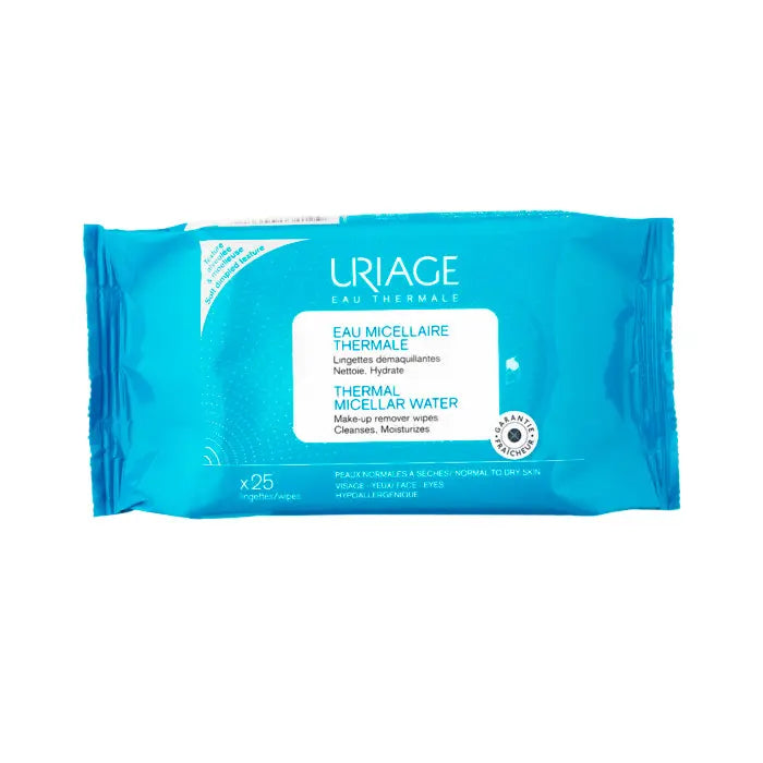 Jag Couture London New York Uriage Make-up Remover Micellar Water 25 Wipes for gentle, effective facial cleansing.