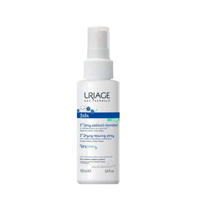 Uriage Spray Cu-Zn Anti-Irritation Baby 100ml, soothing zinc oxide spray for infant skin irritation relief.