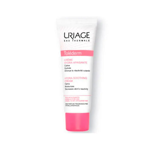 Uriage Tolederm Hydra-Soothing Cream 50ml jar, gentle skincare product with soothing and hydrating properties.