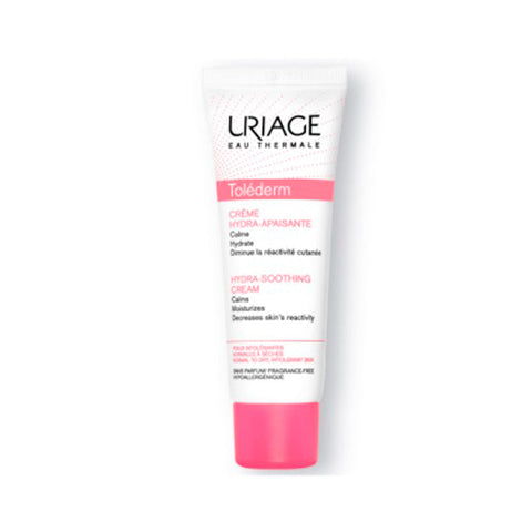 Uriage Tolederm Hydra-Soothing Cream in 50ml jar, featuring a clean, minimalist design with the product label visible.