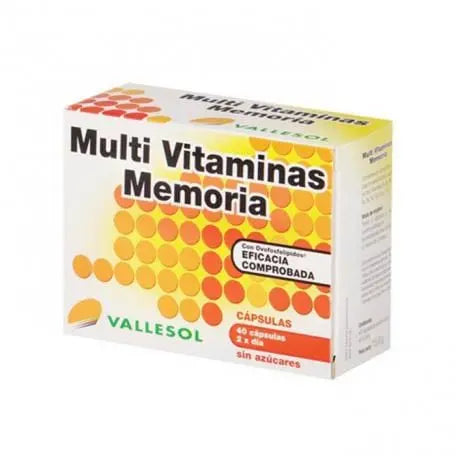Vallesol Multi Vitamins Memory supplement by Jag Couture London - New York, 40 capsules, showing the bottle and label.