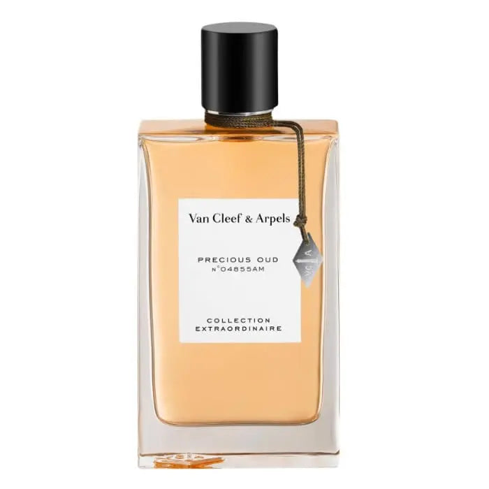 Van Cleef & Arpels Precious Oud Eau de Parfum spray 75ml bottle with elegant packaging, showcasing luxury fragrance design.