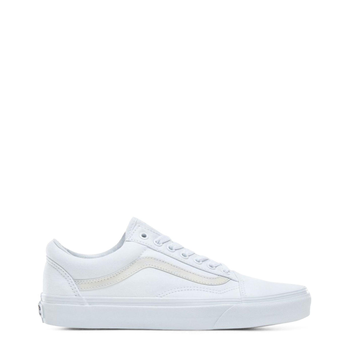 Vans Old-Skool sneakers in black and white, featuring classic skate shoe design with white side stripes and durable canvas and suede upper.