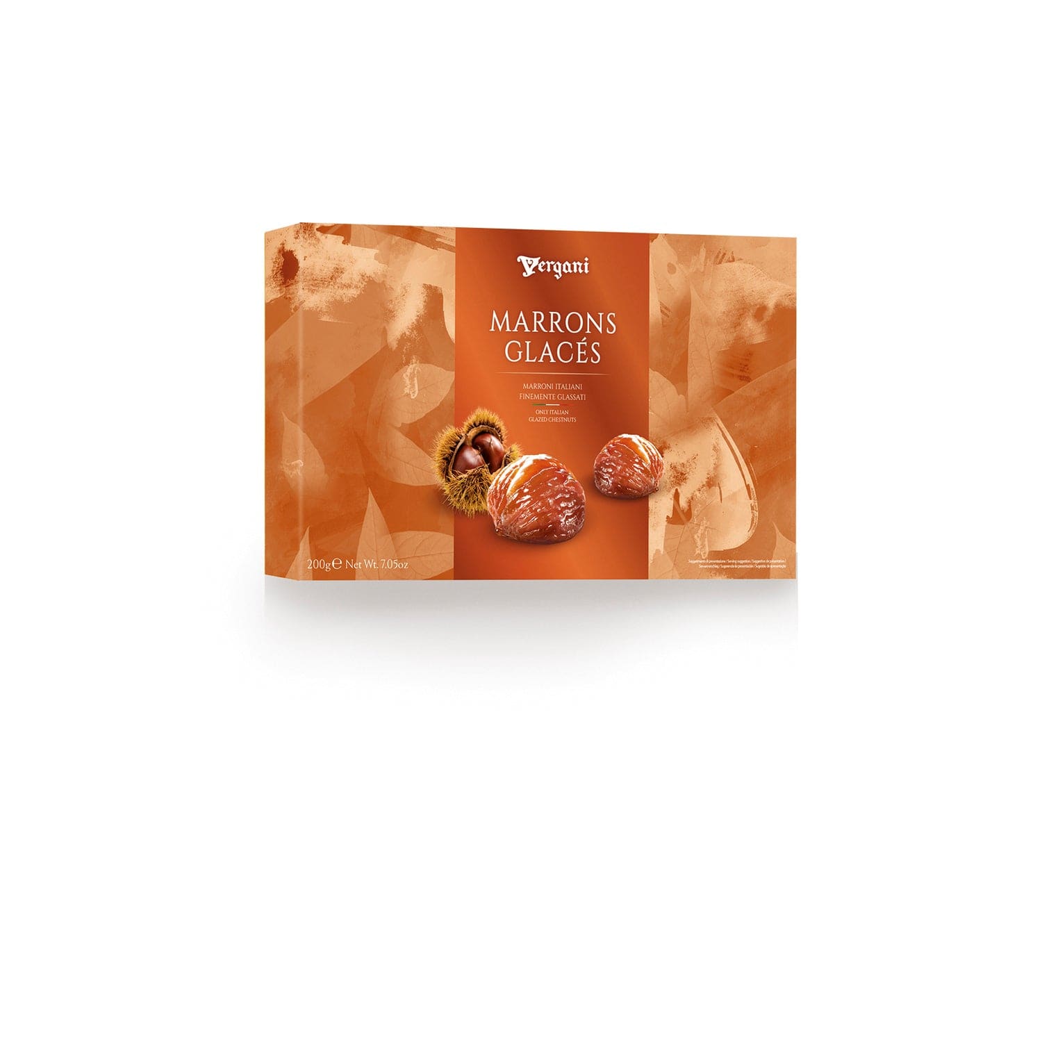 Traditional Vergani Marrons Glaces in a gift box, featuring approximately 17g pieces, from Jag Couture London New York.