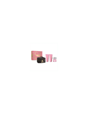 Versace Bright Crystal Eau de Toilette spray 90ml with a 4-piece Christmas gift set, featuring elegant packaging and floral accents.