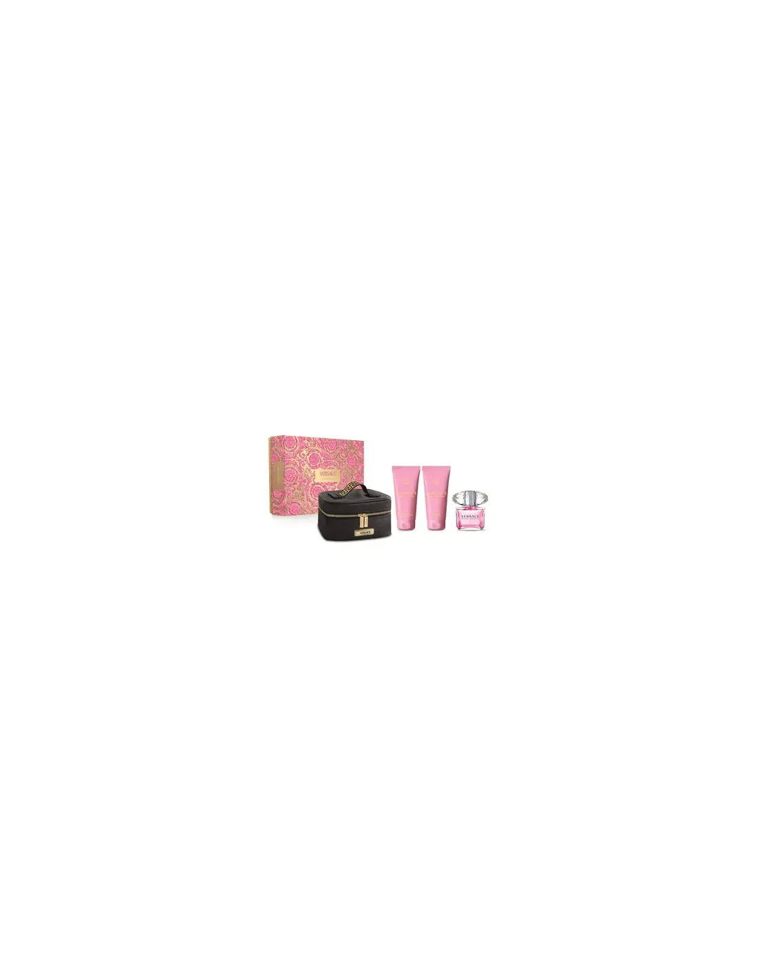 Versace Bright Crystal Eau de Toilette spray 90ml, part of a 4-piece Christmas set, displayed with elegant packaging.