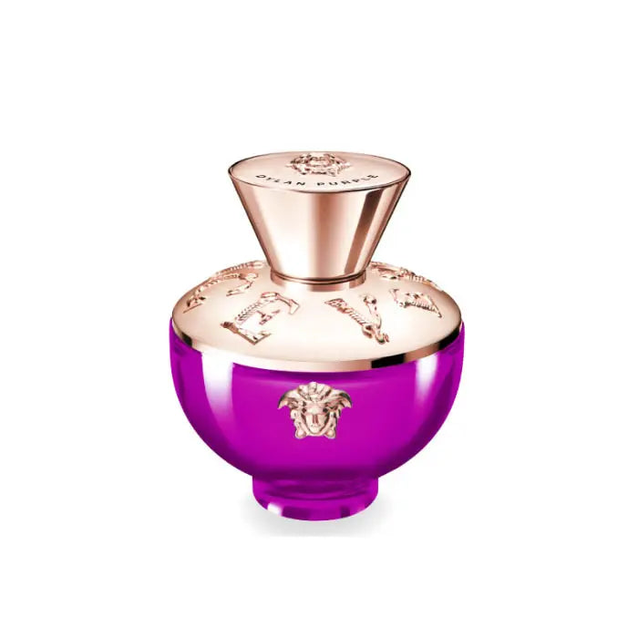 Versace Pour Femme Dylan Purple Eau De Parfum spray 100ml with elegant purple bottle, shown by Jag Couture London New York.