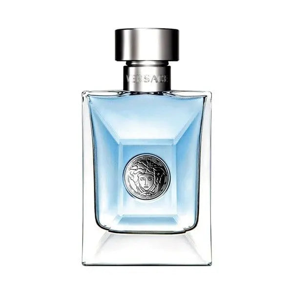 Versace Pour Homme Eau de Toilette spray 100ml, featuring a sleek bottle design with a silver cap and stylish branding.