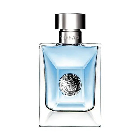 Versace Pour Homme Eau de Toilette spray in 100ml bottle, shown with sleek packaging and branding details.