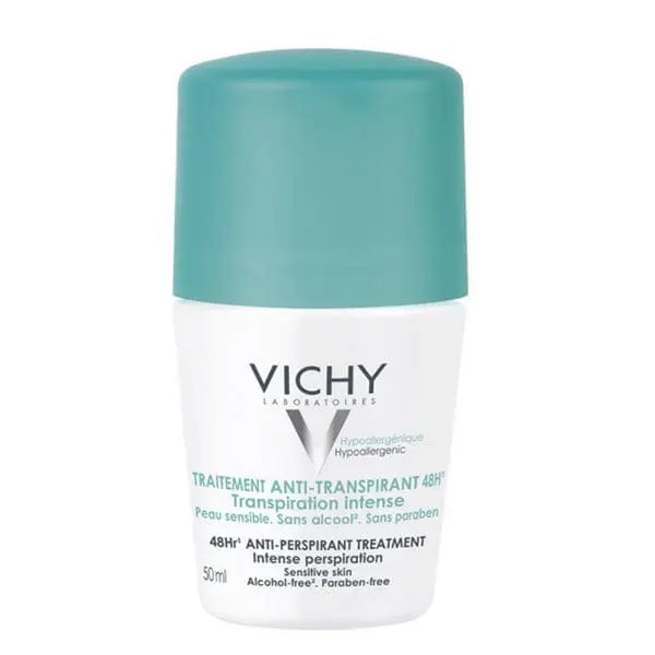 Vichy 48-hour roll-on anti-perspirant deodorant in 50ml bottle, displayed with brand name Jag Couture London New York