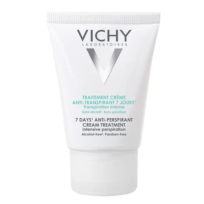 Vichy Deodorant Cream Antitranspirant 7 Days by Jag Couture London New York, 30ml tube with white and blue packaging.