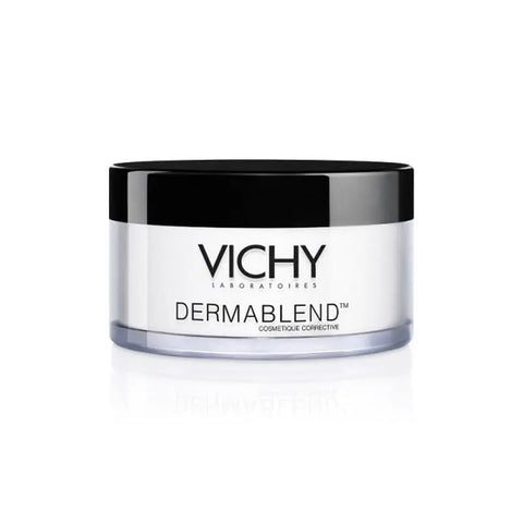 Jag Couture London New York Vichy Dermablend Powder Fixer 35ml in a sleek container, designed to set and mattify makeup.