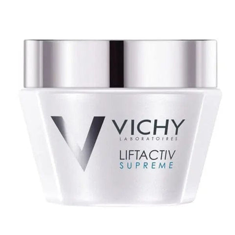Vichy Liftactiv Supreme Day Cream for combination skin in 50ml jar, with smooth, lightweight texture and nourishing formula.