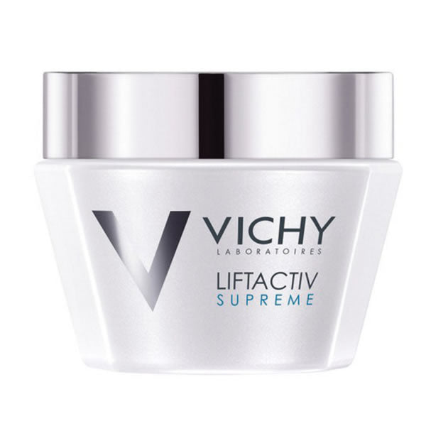 Vichy Liftactiv Supreme Day Cream for combination skin, 50ml, shown in a sleek jar with a white lid.