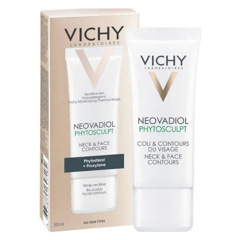 Vichy Neovadiol Phytosculpt Neck and Face Contours cream in 50ml jar, showing the product container with label and lid.