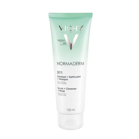 Vichy Normadem 3-in-1 Cleanser 125ml, a skincare product from Jag Couture London New York, shown in a clear bottle.