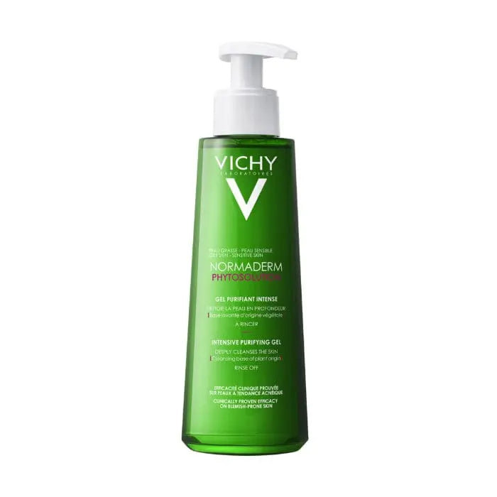 Vichy Normaderm Phytosolution Intensive Purifying Gel 400ml, a clear gel in a white bottle with blue accents.