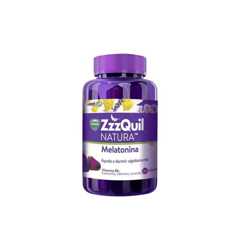 Vicks ZzzQuil Natura Melatonin dietary supplement in 60 units, natural sleep aid by Jag Couture London New York.