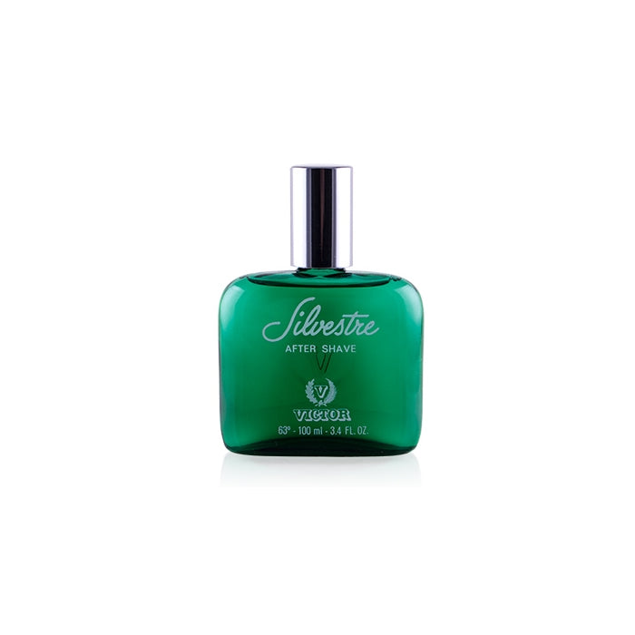 Victor Silvestre After Shave Lotion 100ml bottle from Jag Couture London featuring a sleek design and clear label.