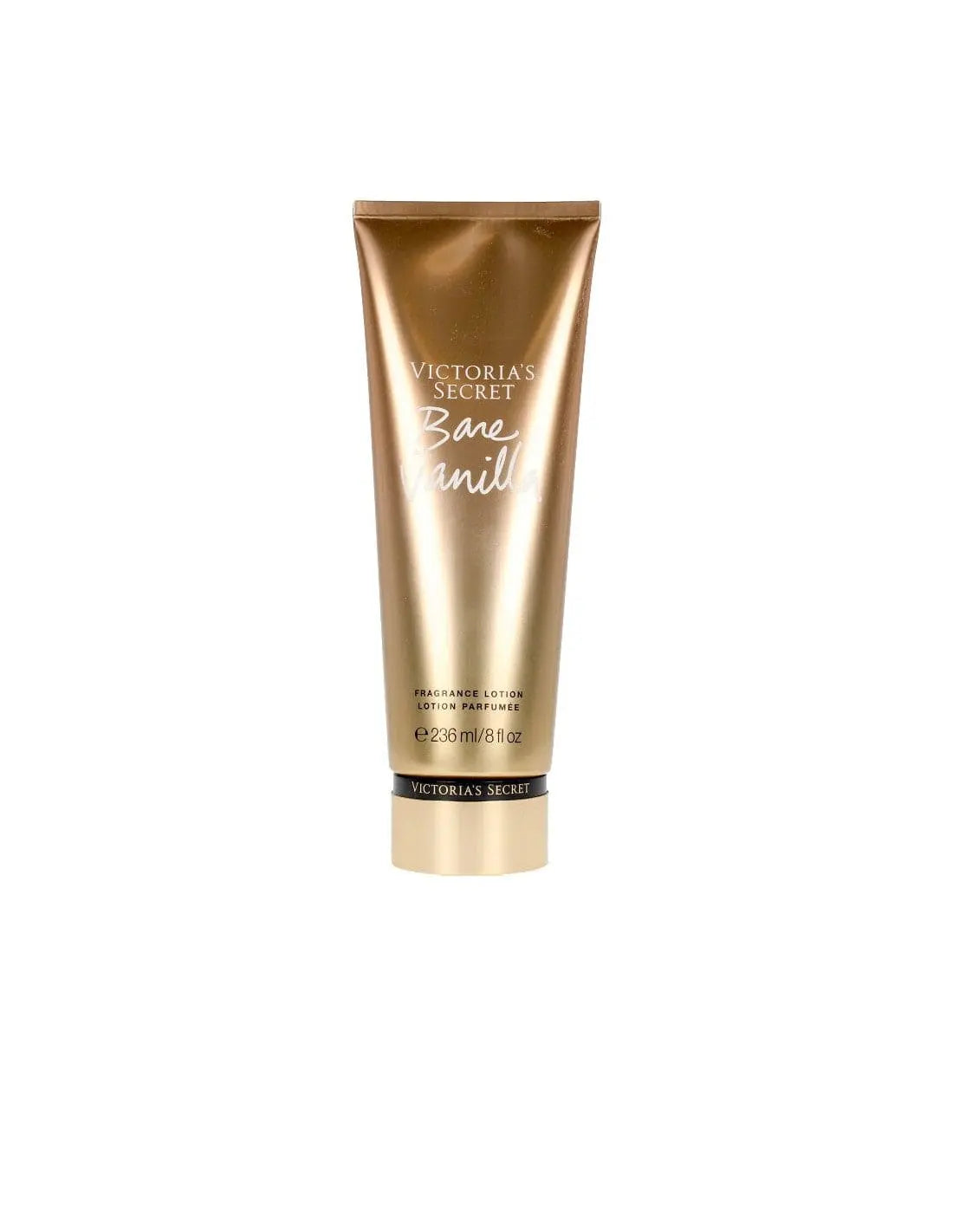 Victoria's Secret Bare Vanilla body lotion in a 236ml bottle, shown with smooth, creamy texture and vanilla scent.