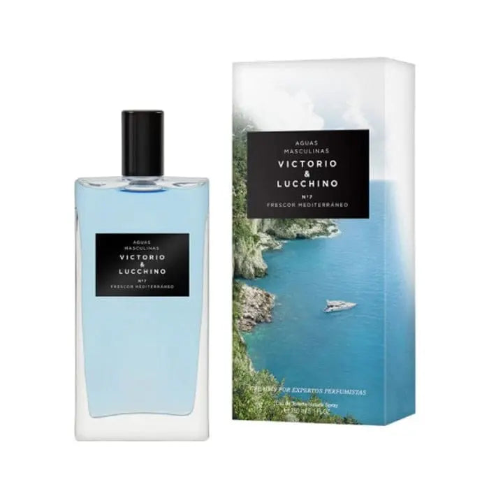Victorio & Lucchino Aguas Masculinas No.7 Eau de Toilette spray 150ml, featuring a sleek perfume bottle with elegant design.