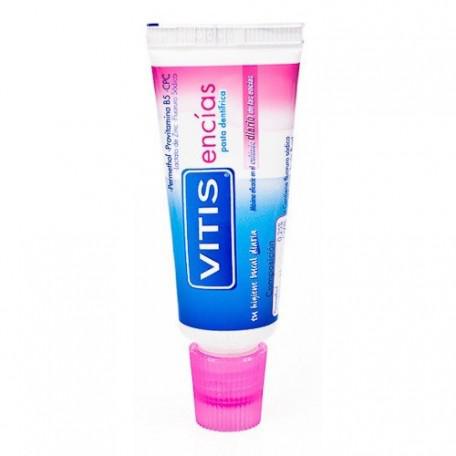Vitis Encias Pasta 15ml by Jag Couture London New York, close-up of the white dental paste in a small tube.