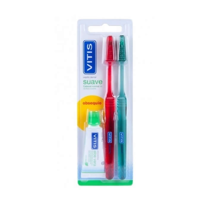 Jag Couture London - New York Vitis Toothbrush Soft Two Pack, showing two blue and white toothbrushes with soft bristle heads.