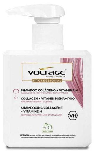 Voltage Cosmetics Collagen Vitamin H shampoo by Jag Couture London, 500ml bottle with creamy, luxurious hair care formula.