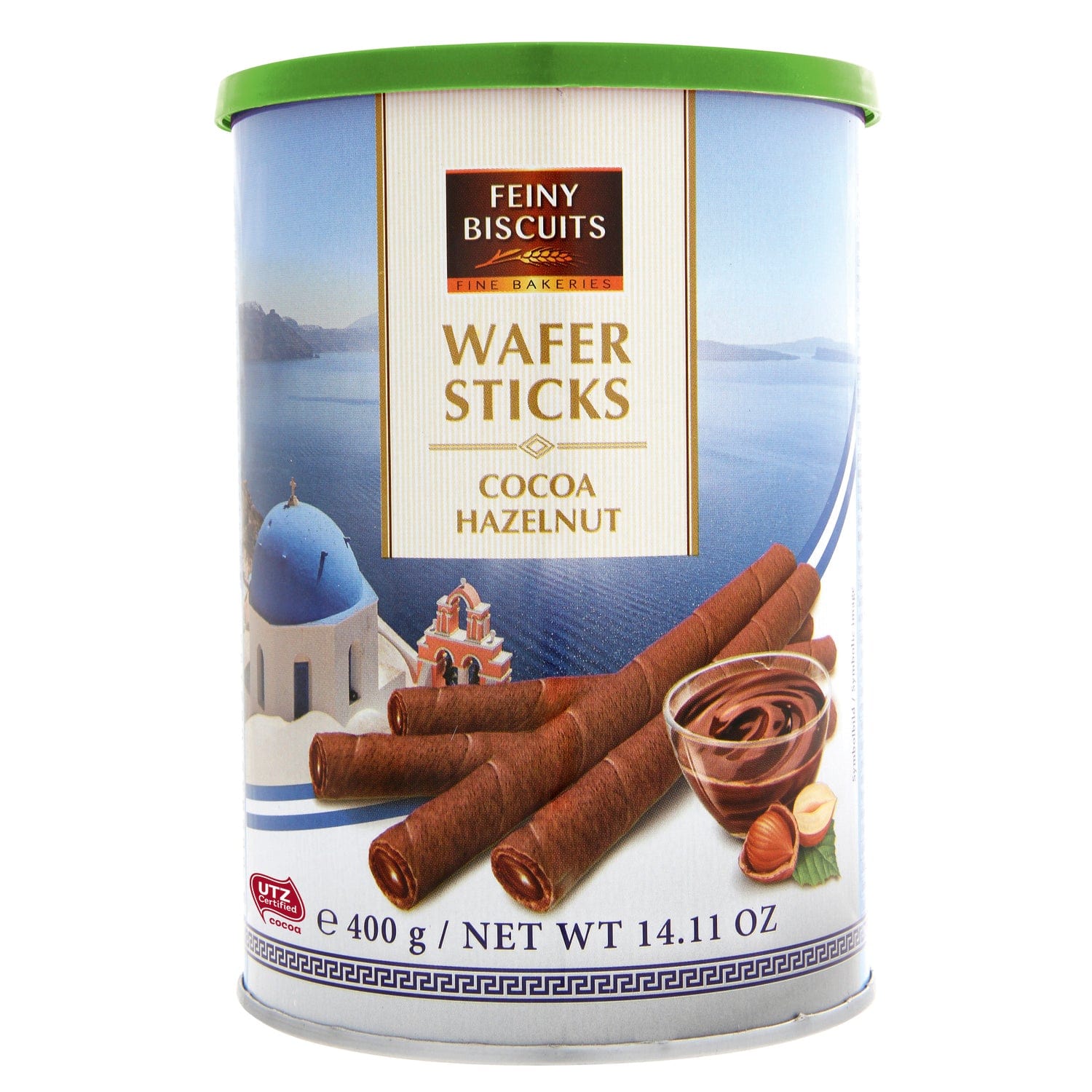 Jag Couture London New York wafer rolls filled with cocoa hazelnut cream, showcasing crispy texture and rich filling.