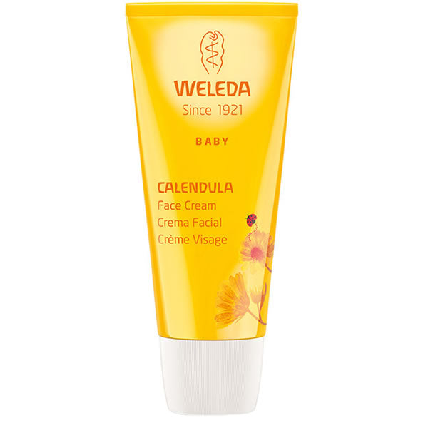 Weleda Calendula Face Cream jar with orange lid and label, 50ml, natural skincare by Jag Couture London New York