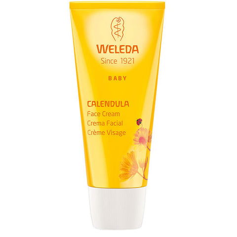 Weleda Calendula Face Cream jar with orange lid and label, 50ml, natural skincare by Jag Couture London New York