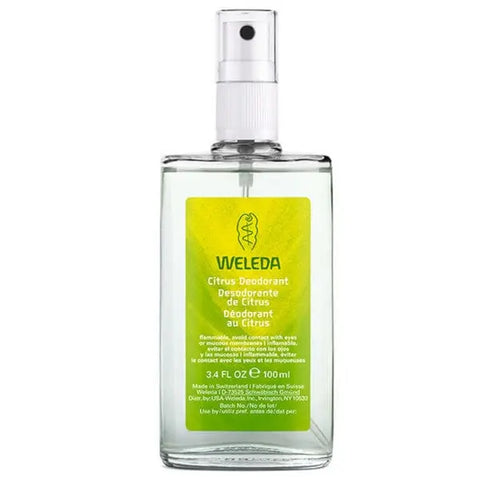 Weleda Citrus Deodorant in 100ml bottle, featuring a citrus-scented natural deodorant by Jag Couture London New York