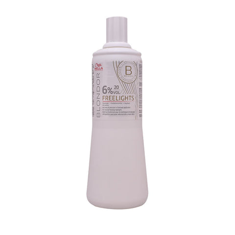 Wella Blondor Freelights Developer 6% in 1000ml bottle, product image showing the professional hair lightening developer.