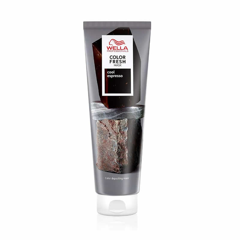 Wella Color Fresh Mask Fun Cool Espresso 150ml by Jag Couture London New York, showing the dark espresso-colored hair mask in a jar