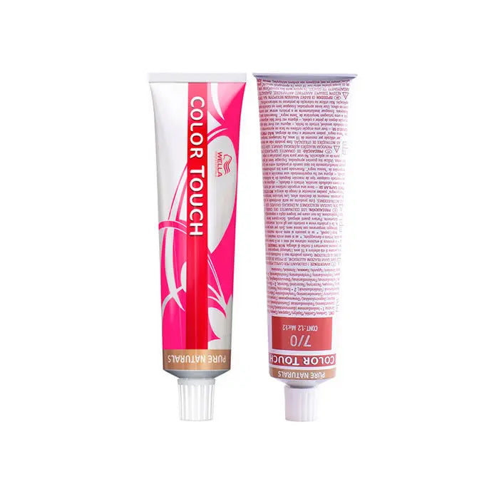 Wella Color Touch Pure Naturals 7.0 Intense Blonde Medium hair dye in 60ml tube, shown with packaging from Jag Couture London New York
