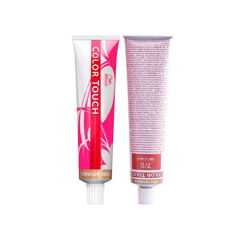 Wella Color Touch Pure Naturals 7.0 Intense Blonde Medium hair dye in 60ml tube, shown with packaging from Jag Couture London New York