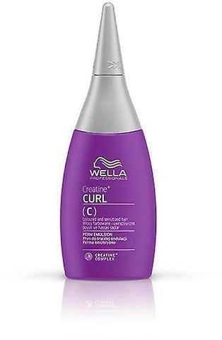 Wella Creatine Curl C Emulsion 75ml by Jag Couture London - New York, shown in a clear bottle with a pump dispenser.