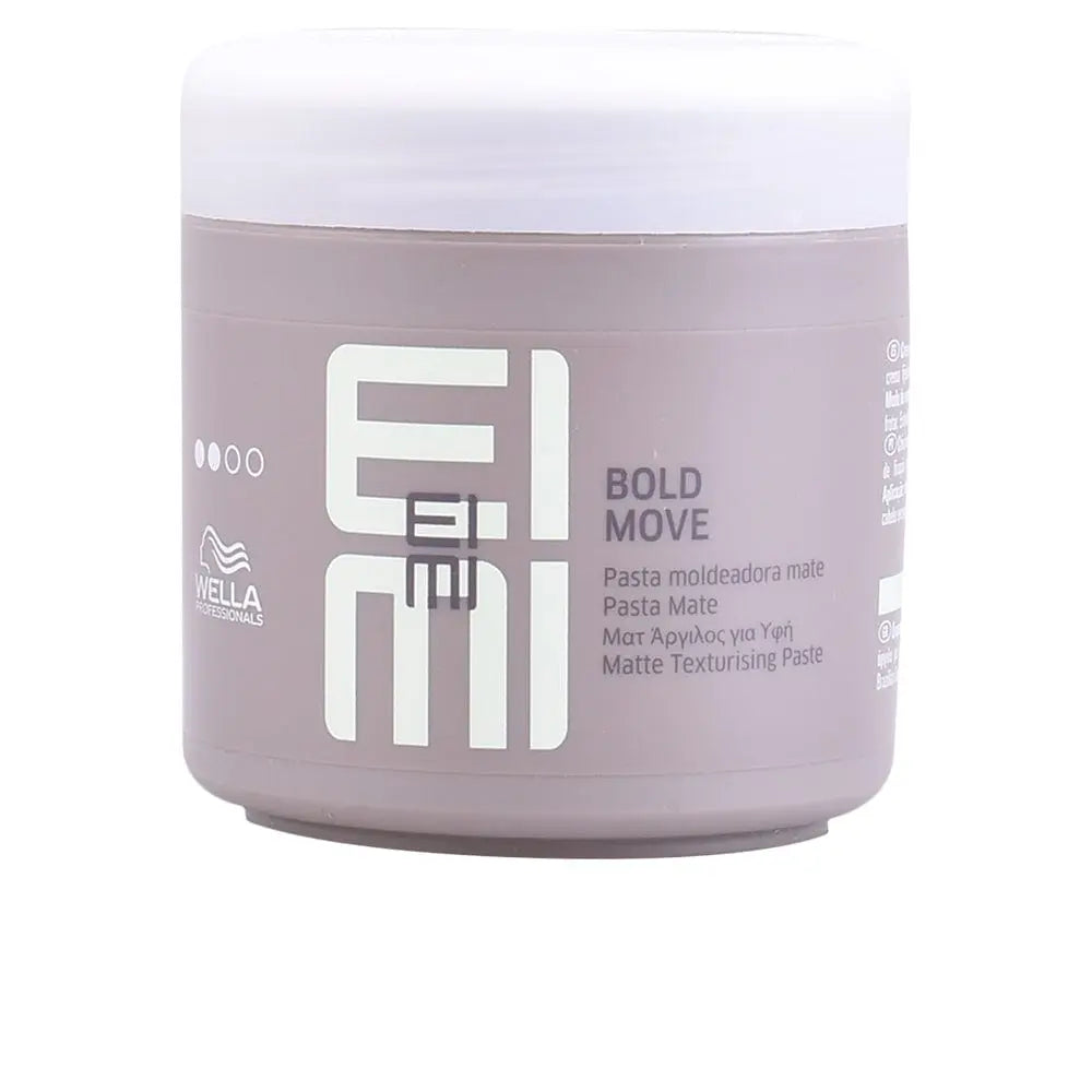 Wella Eimi Bold Move matte texturizing paste in a jar, with product label and packaging visible.