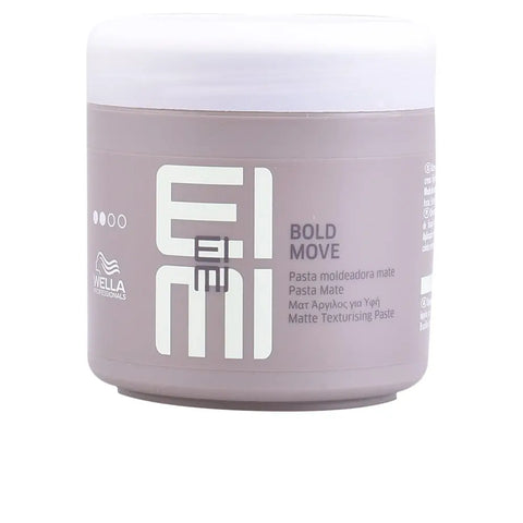 Wella Eimi Bold Move matte texturizing paste in a jar, with product label and packaging visible.
